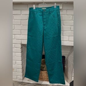 Teal Straight-Leg Pants